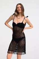 Crochet Mini Dress in Black