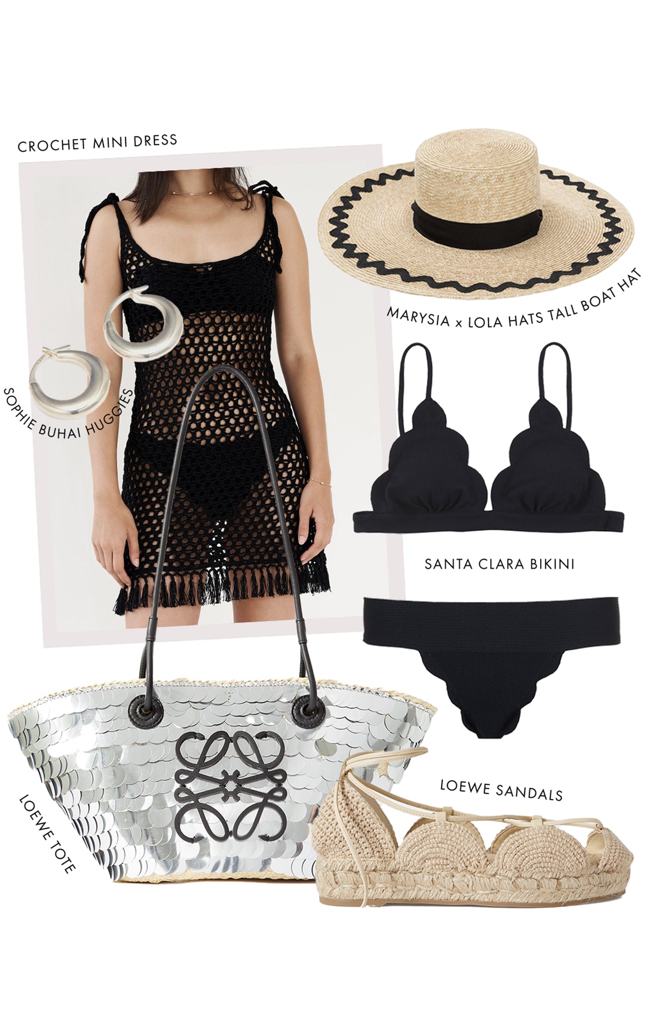 Crochet Mini Dress in Black