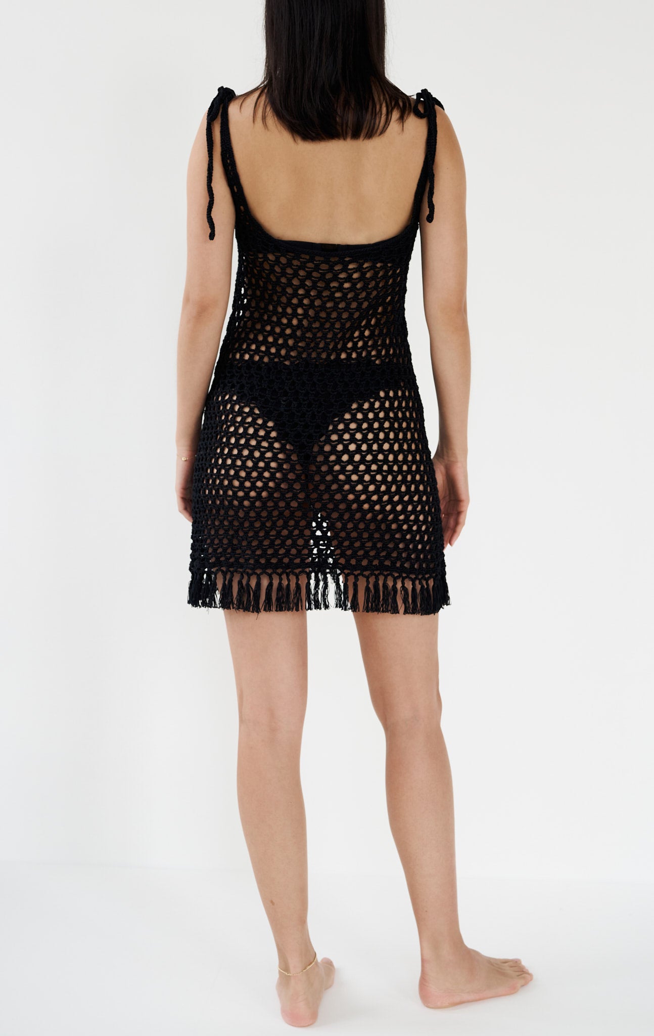 MARYSIA Crochet Mini Dress in Black
